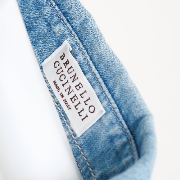 Brunello Cucinelli SS/22 Blue Monili-Trim Button-Down Long-Sleeved Denim Shirt - Picture 9 of 16